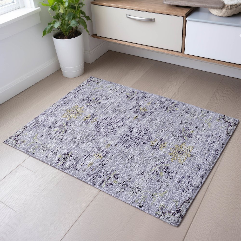 Premium Machine Washable Mayfield AMF1156 Lavender 1'8" x 2'6" Rug. Picture 5