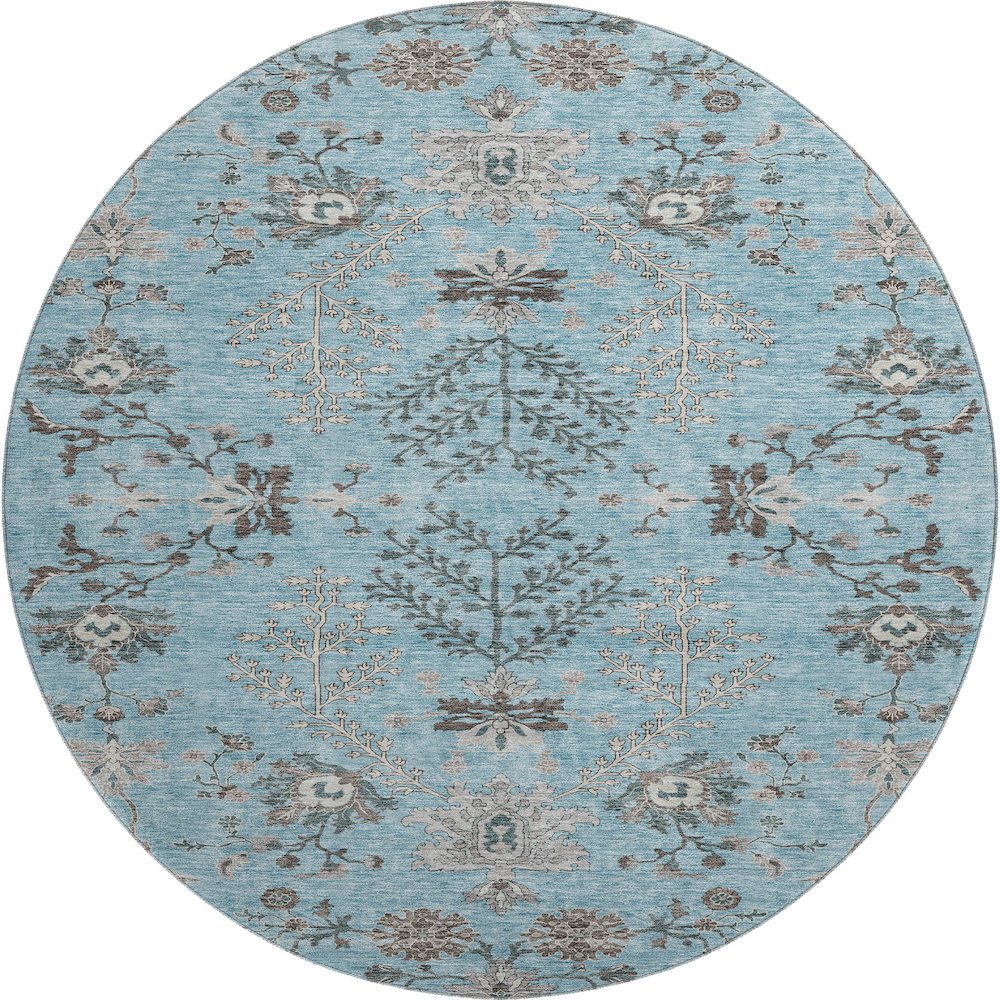 Premium Machine Washable Mayfield AMF1156 Sky 8' x 8' Round Rug. Picture 1