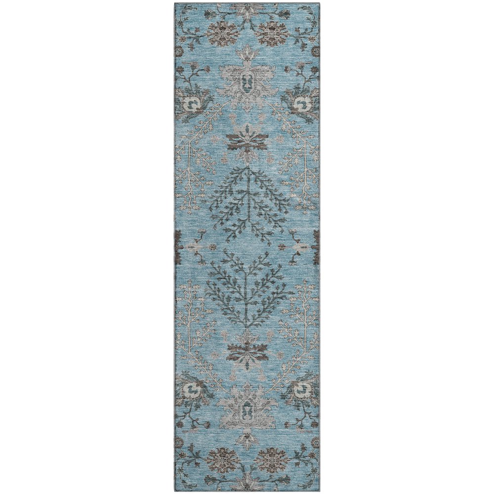 Premium Machine Washable Mayfield AMF1156 Sky 2'3" x 7'6" Runner Rug. Picture 1