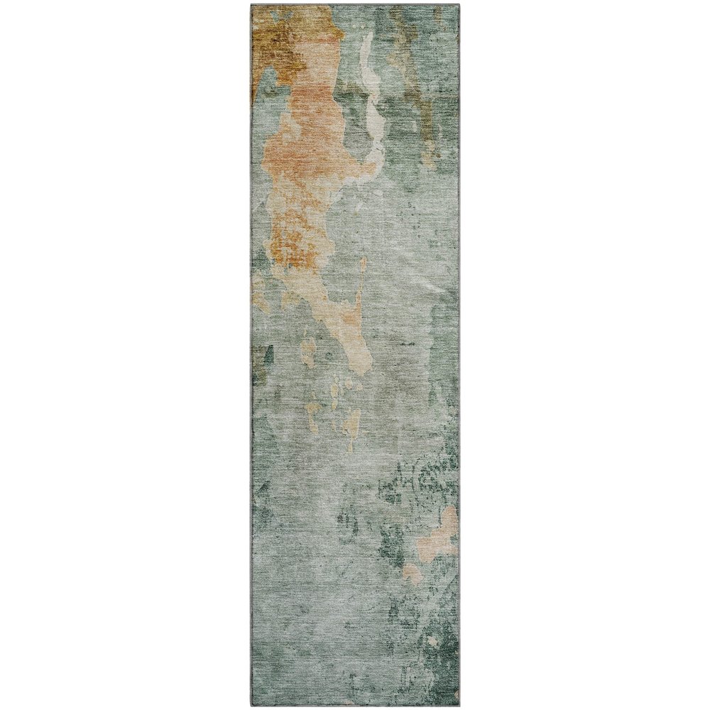 Premium Machine Washable Mayfield AMF1157 Seafoam 2'3" x 7'6" Runner Rug. Picture 1