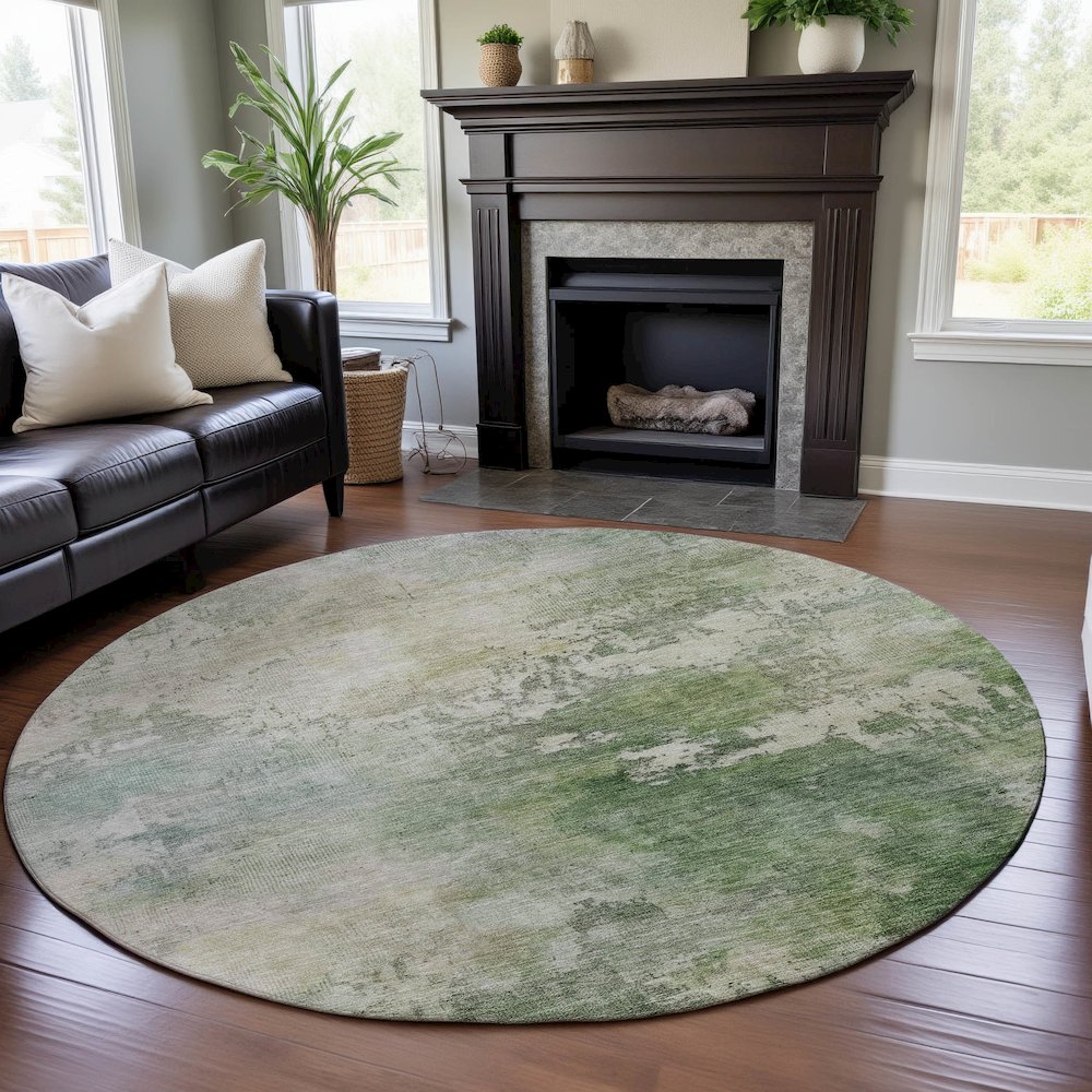 Premium Machine Washable Mayfield AMF1158 Aloe 8' x 8' Round Rug. Picture 5