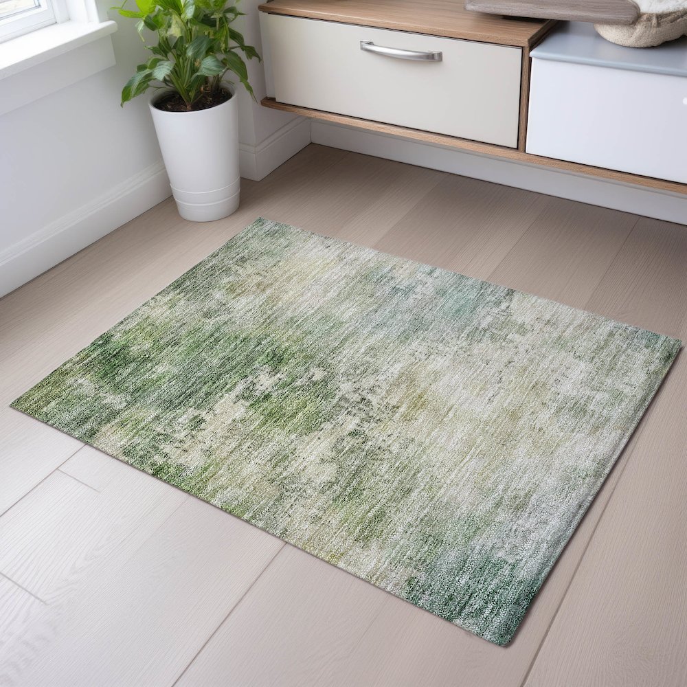 Premium Machine Washable Mayfield AMF1158 Aloe 1'8" x 2'6" Rug. Picture 5