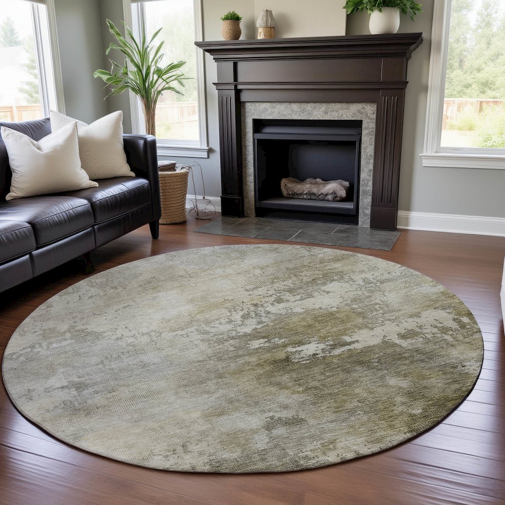 Premium Machine Washable Mayfield AMF1158 Wheat 8' x 8' Round Rug. Picture 5