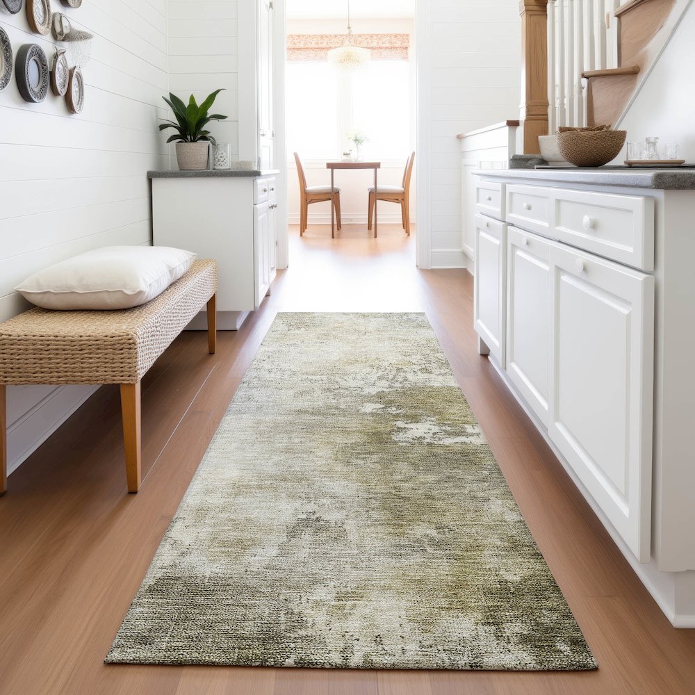Premium Machine Washable Mayfield AMF1158 Wheat 2'3" x 7'6" Runner Rug. Picture 5