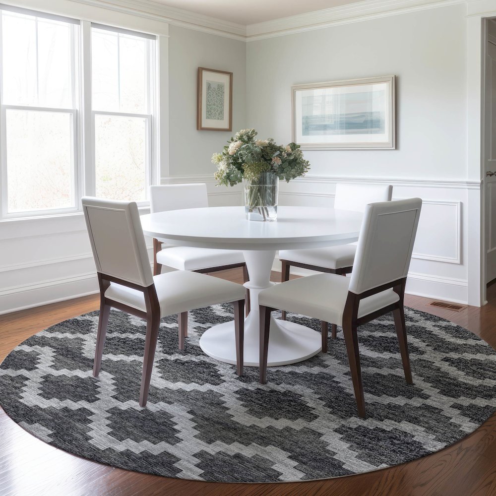 Premium Machine Washable Mayfield  Gray 8' x 8' Round Rug. Picture 5
