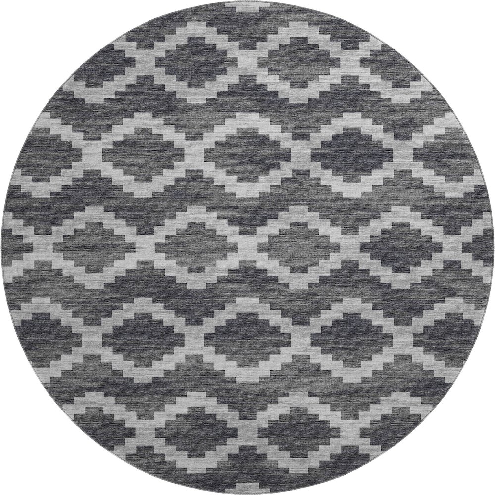 Premium Machine Washable Mayfield  Gray 8' x 8' Round Rug. Picture 1