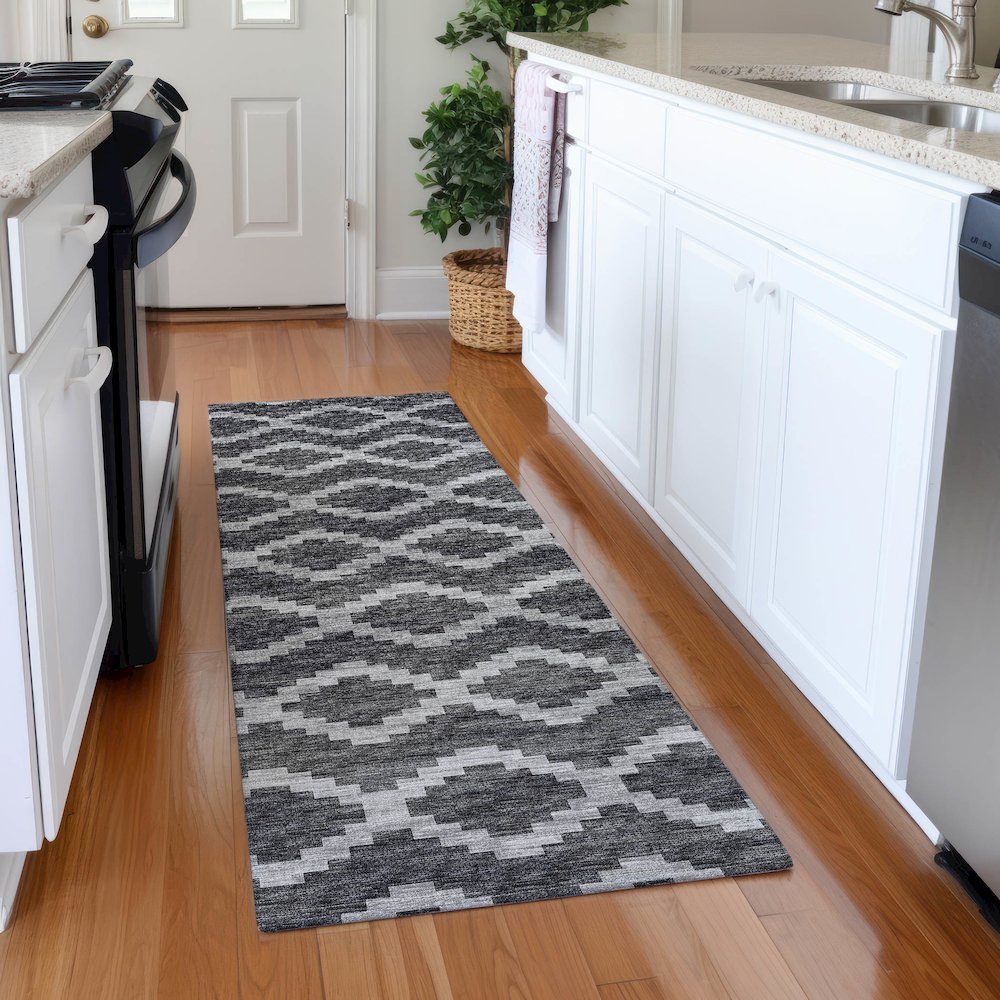 Premium Machine Washable Mayfield  Gray 2'3" x 7'6" Runner Rug. Picture 5