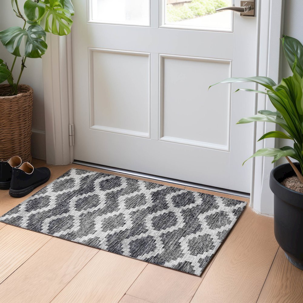 Premium Machine Washable Mayfield  Gray 1'8" x 2'6" Rug. Picture 5
