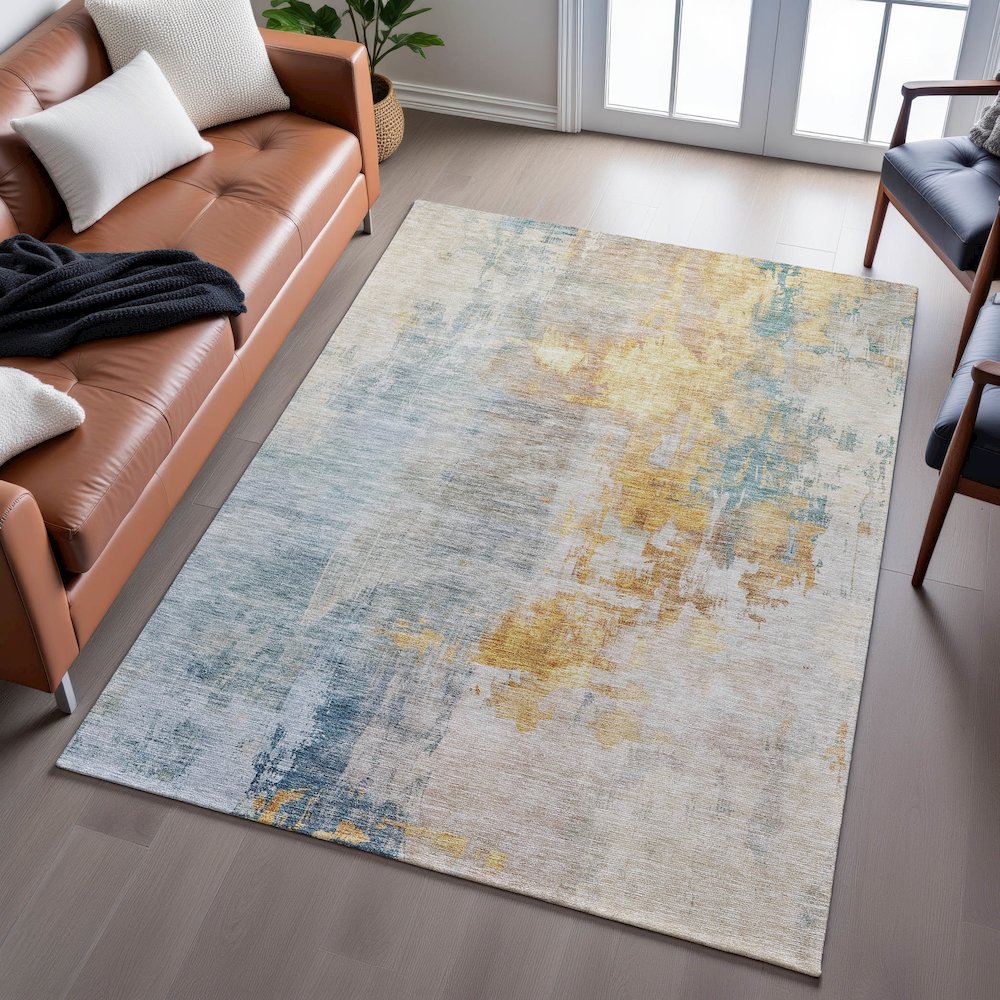 Premium Machine Washable Mayfield AMF1160 Linen 2'6" x 3'10" Rug. Picture 6