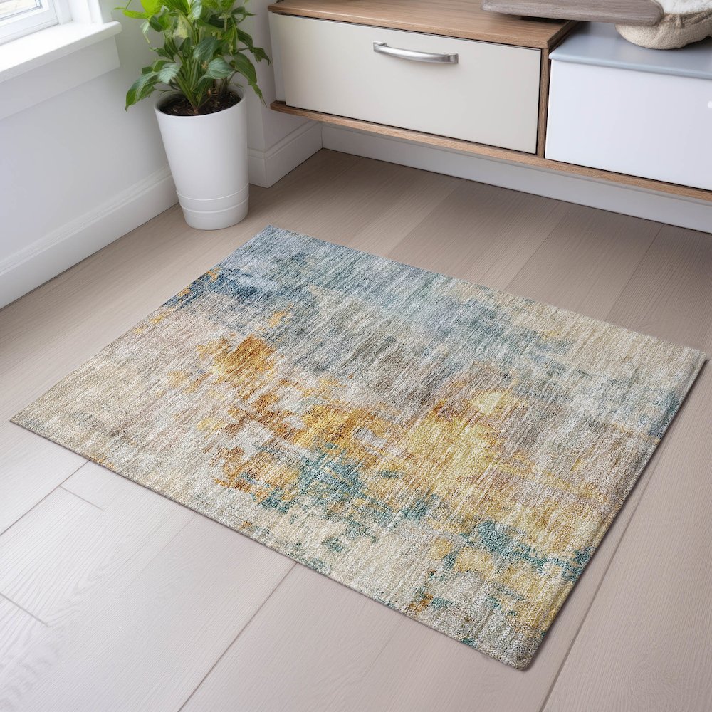 Premium Machine Washable Mayfield AMF1160 Linen 1'8" x 2'6" Rug. Picture 5