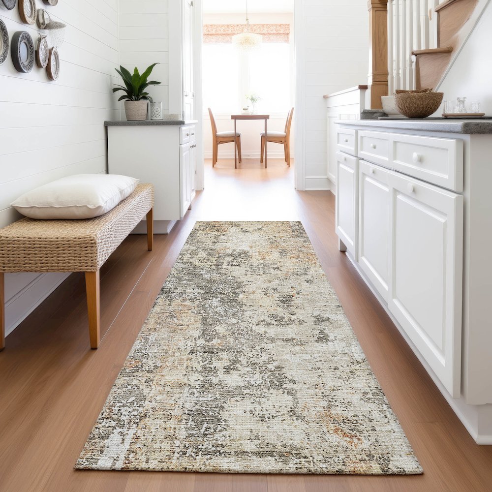 Premium Machine Washable Mayfield AMF1161 Terracotta 2'3" x 7'6" Runner Rug. Picture 5