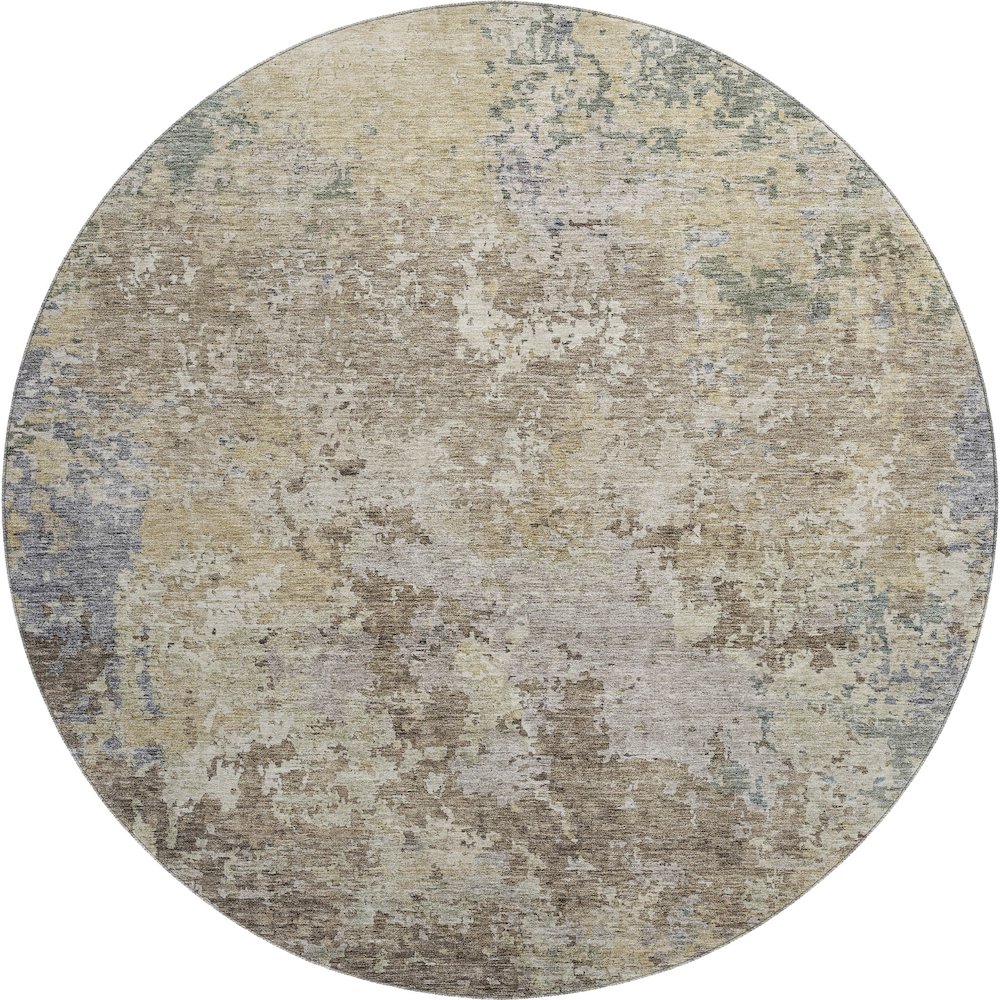 Premium Machine Washable Mayfield AMF1162 Beige 8' x 8' Round Rug. Picture 1