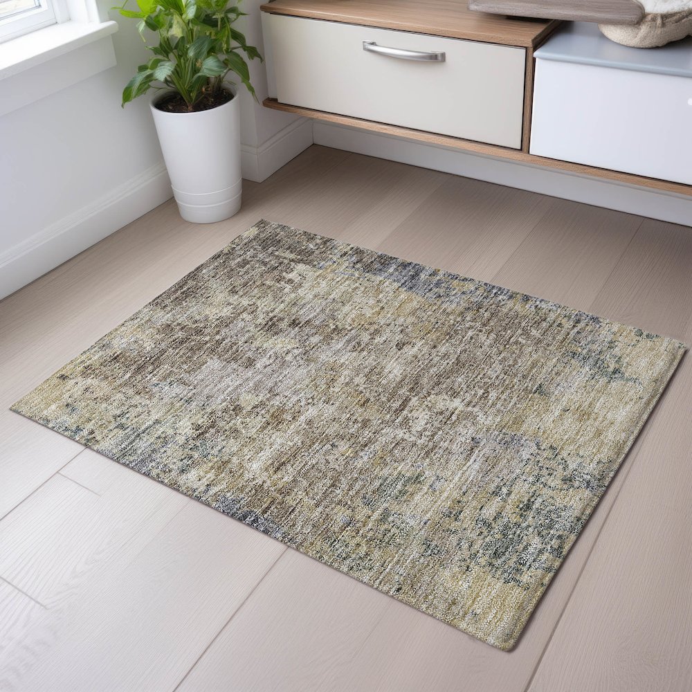 Premium Machine Washable Mayfield AMF1162 Beige 1'8" x 2'6" Rug. Picture 5
