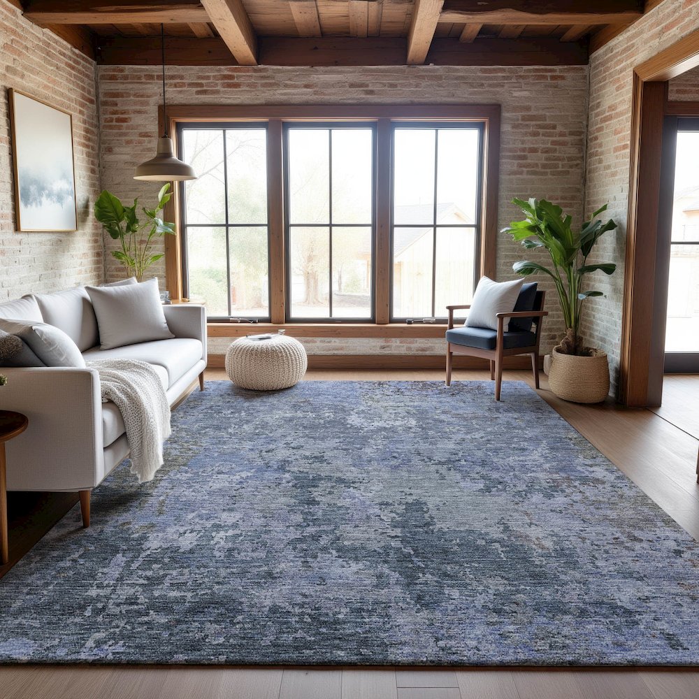 Premium Machine Washable Mayfield AMF1162 Blue 2'6" x 3'10" Rug. Picture 5