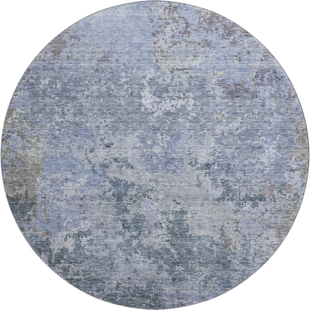 Premium Machine Washable Mayfield AMF1162 Blue 8' x 8' Round Rug. Picture 1