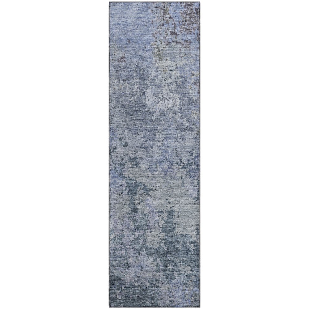Premium Machine Washable Mayfield AMF1162 Blue 2'3" x 7'6" Runner Rug. Picture 1