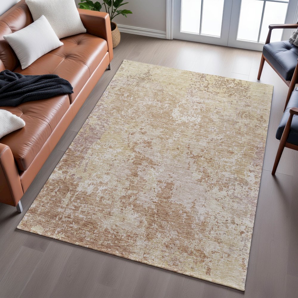 Premium Machine Washable Mayfield AMF1162 Copper 2'6" x 3'10" Rug. Picture 6