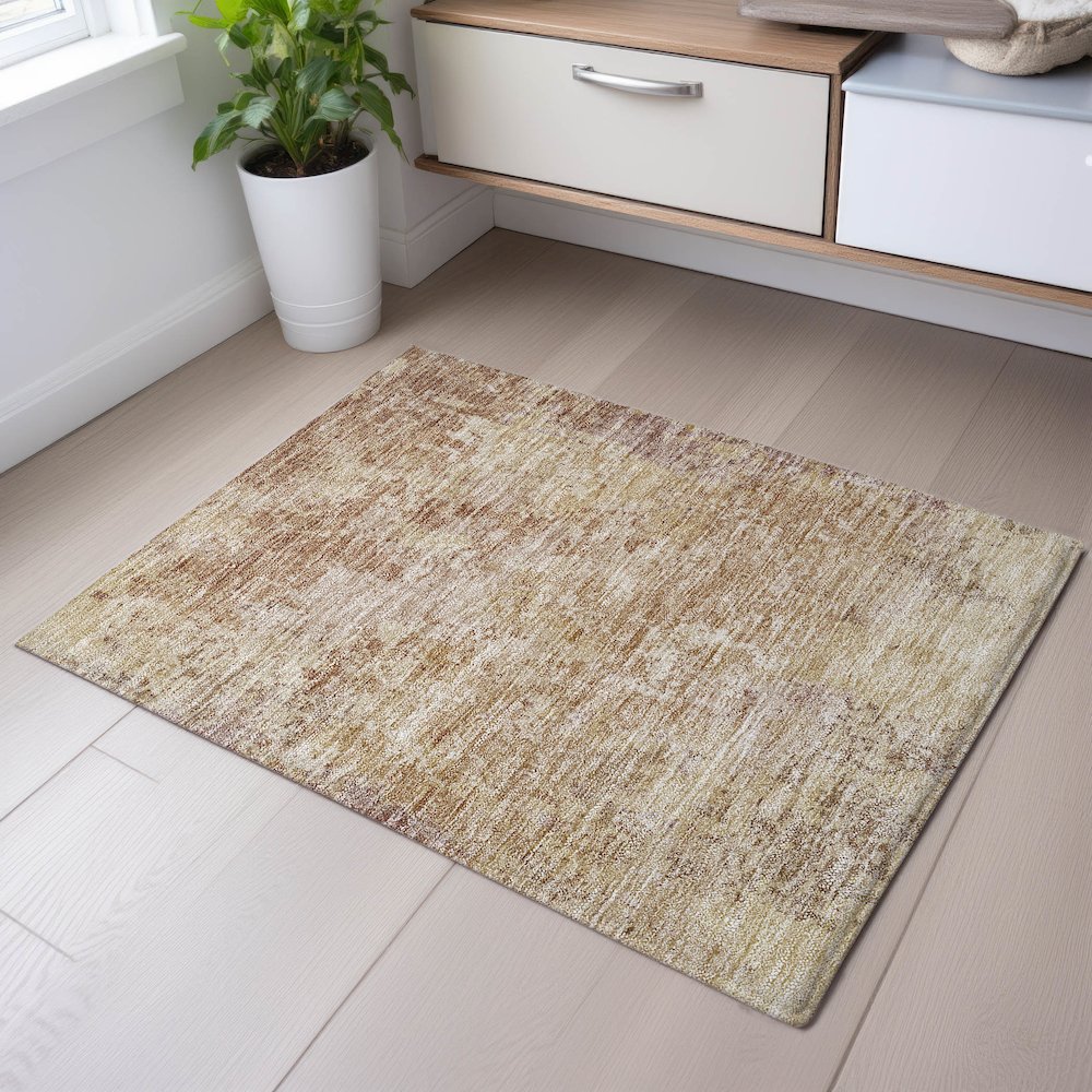 Premium Machine Washable Mayfield AMF1162 Copper 1'8" x 2'6" Rug. Picture 5