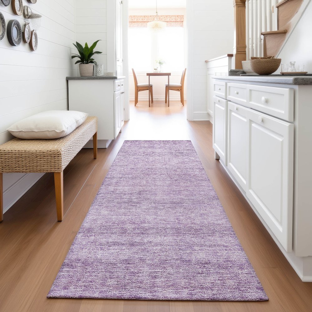 Premium Machine Washable Mayfield AMF1163 Lavender 2'3" x 7'6" Runner Rug. Picture 5