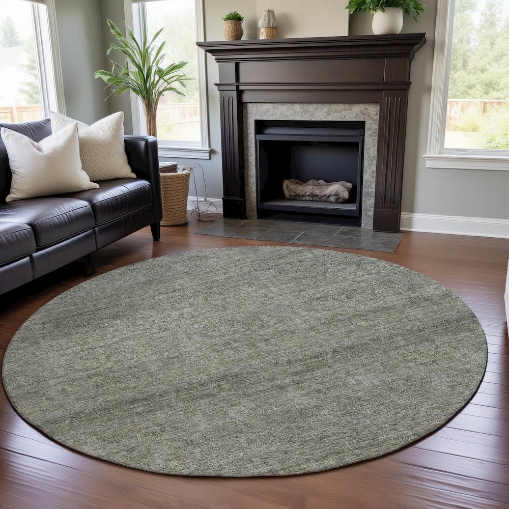 Premium Machine Washable Mayfield AMF1163 Sage 8' x 8' Round Rug. Picture 5