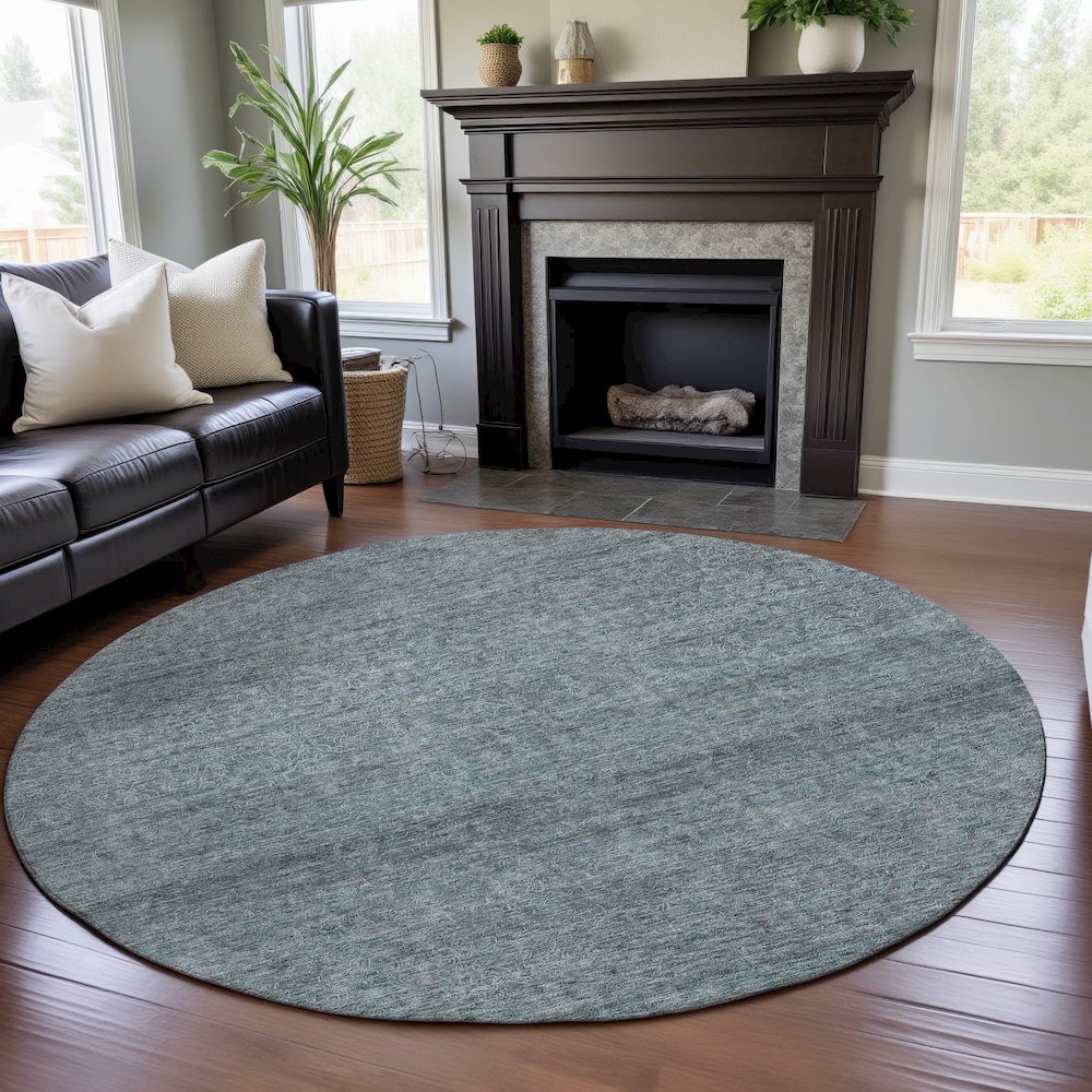 Premium Machine Washable Mayfield AMF1163 Seafoam 8' x 8' Round Rug. Picture 5