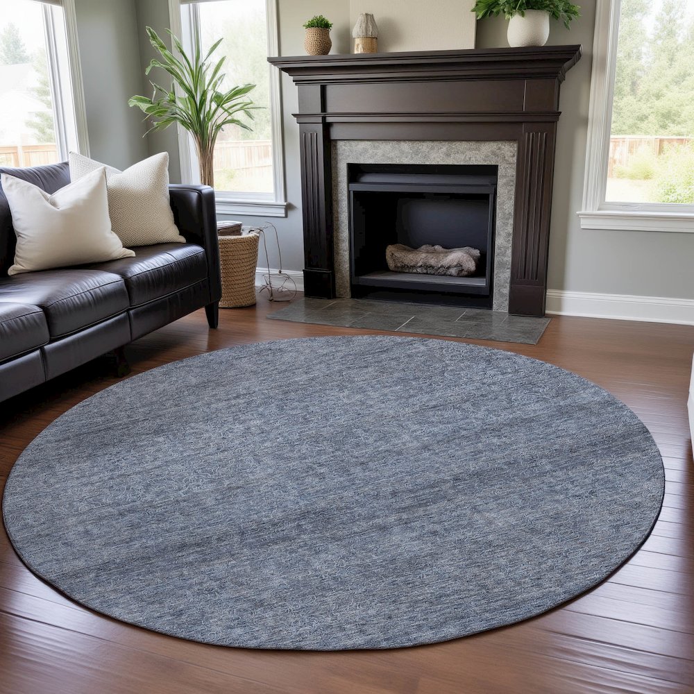 Premium Machine Washable Mayfield AMF1163 Sky 8' x 8' Round Rug. Picture 5