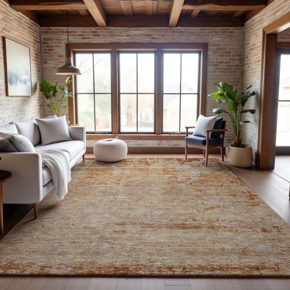 Premium Machine Washable Mayfield AMF1164 Copper 2'6" x 3'10" Rug. Picture 5
