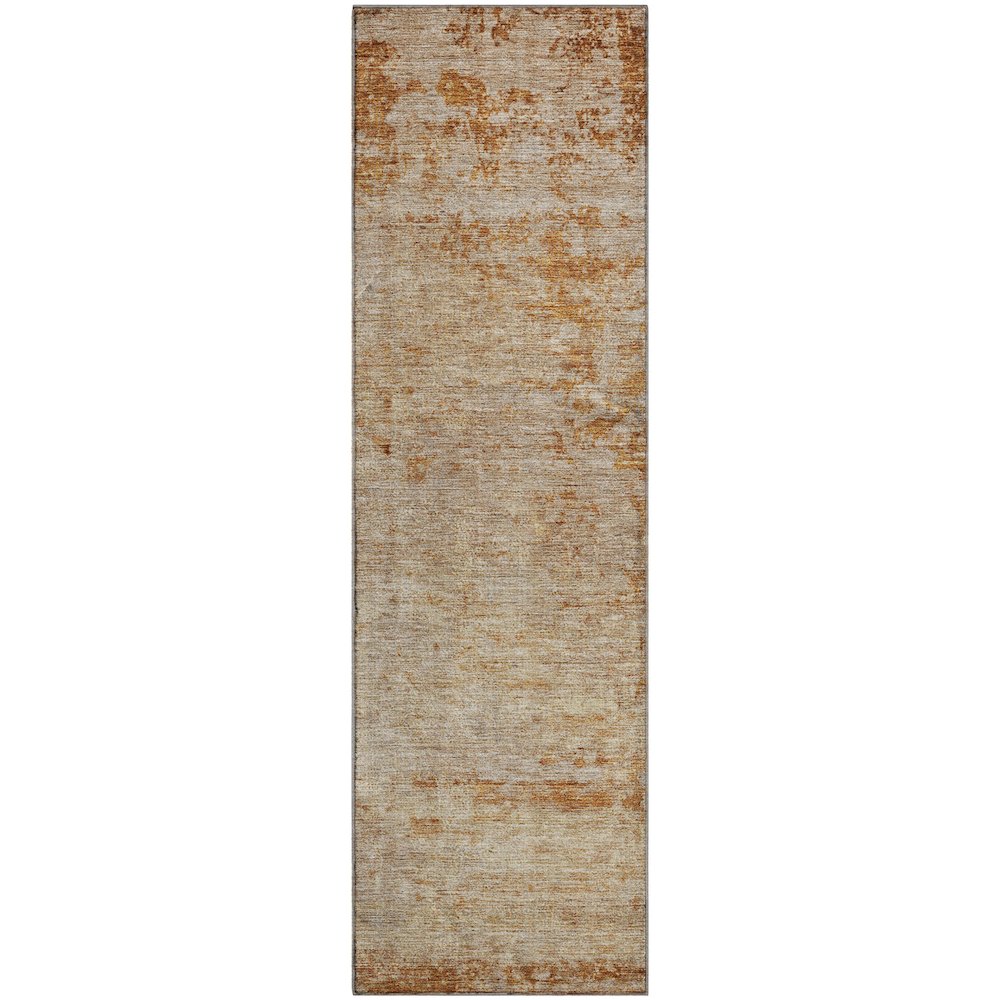 Premium Machine Washable Mayfield AMF1164 Copper 2'3" x 7'6" Runner Rug. Picture 1