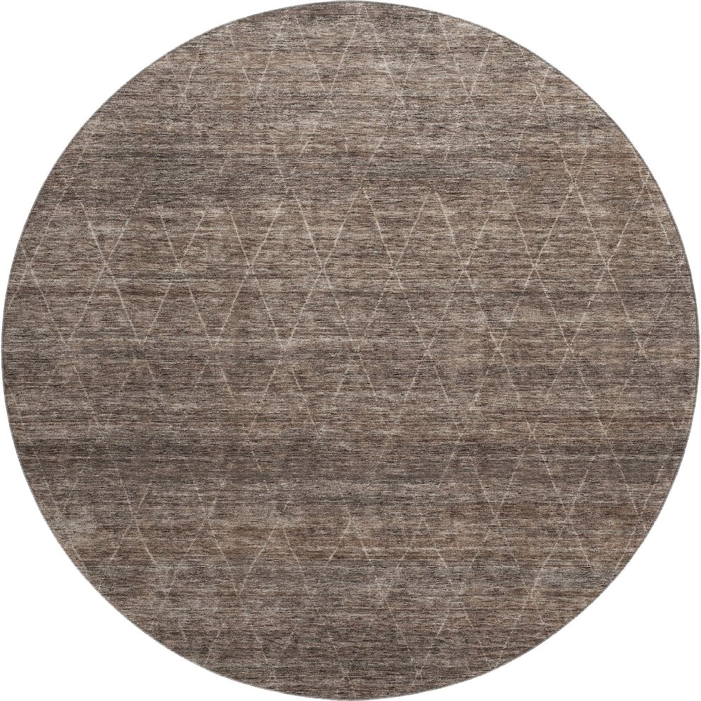 Premium Machine Washable Mayfield AMF1165 Coffee 8' x 8' Round Rug. Picture 1
