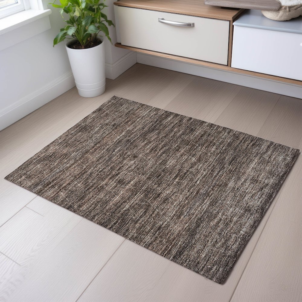 Premium Machine Washable Mayfield AMF1165 Coffee 1'8" x 2'6" Rug. Picture 5