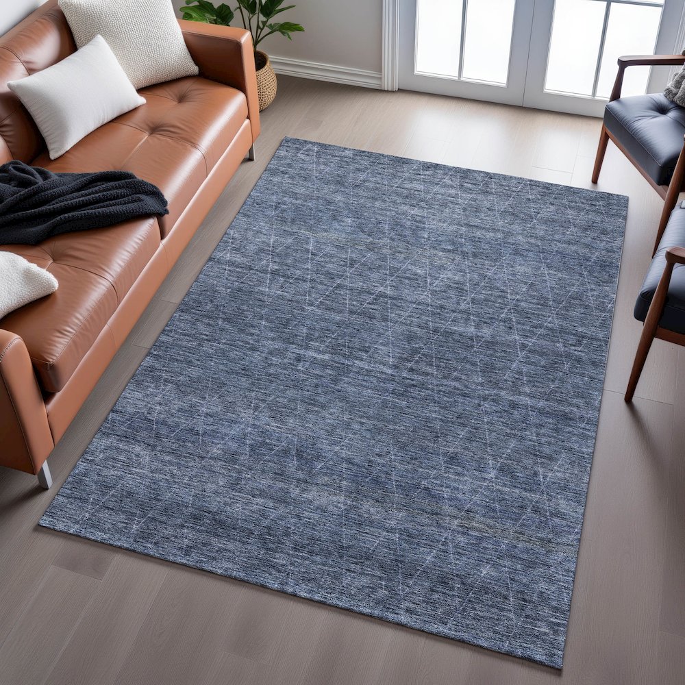 Premium Machine Washable Mayfield AMF1165 Navy 2'6" x 3'10" Rug. Picture 6