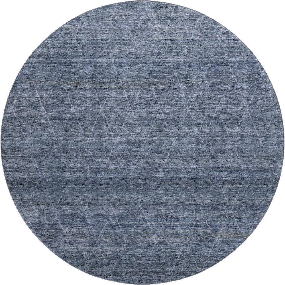 Premium Machine Washable Mayfield AMF1165 Navy 8' x 8' Round Rug. Picture 1