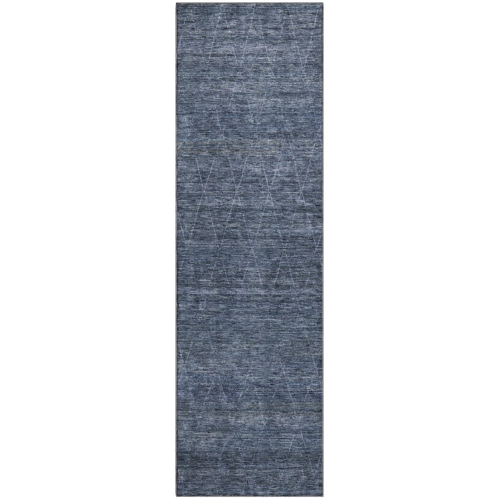 Premium Machine Washable Mayfield AMF1165 Navy 2'3" x 7'6" Runner Rug. Picture 1