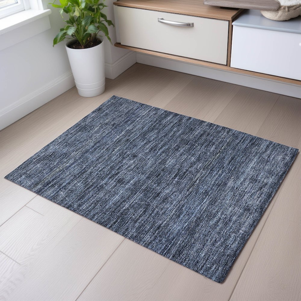 Premium Machine Washable Mayfield AMF1165 Navy 1'8" x 2'6" Rug. Picture 5