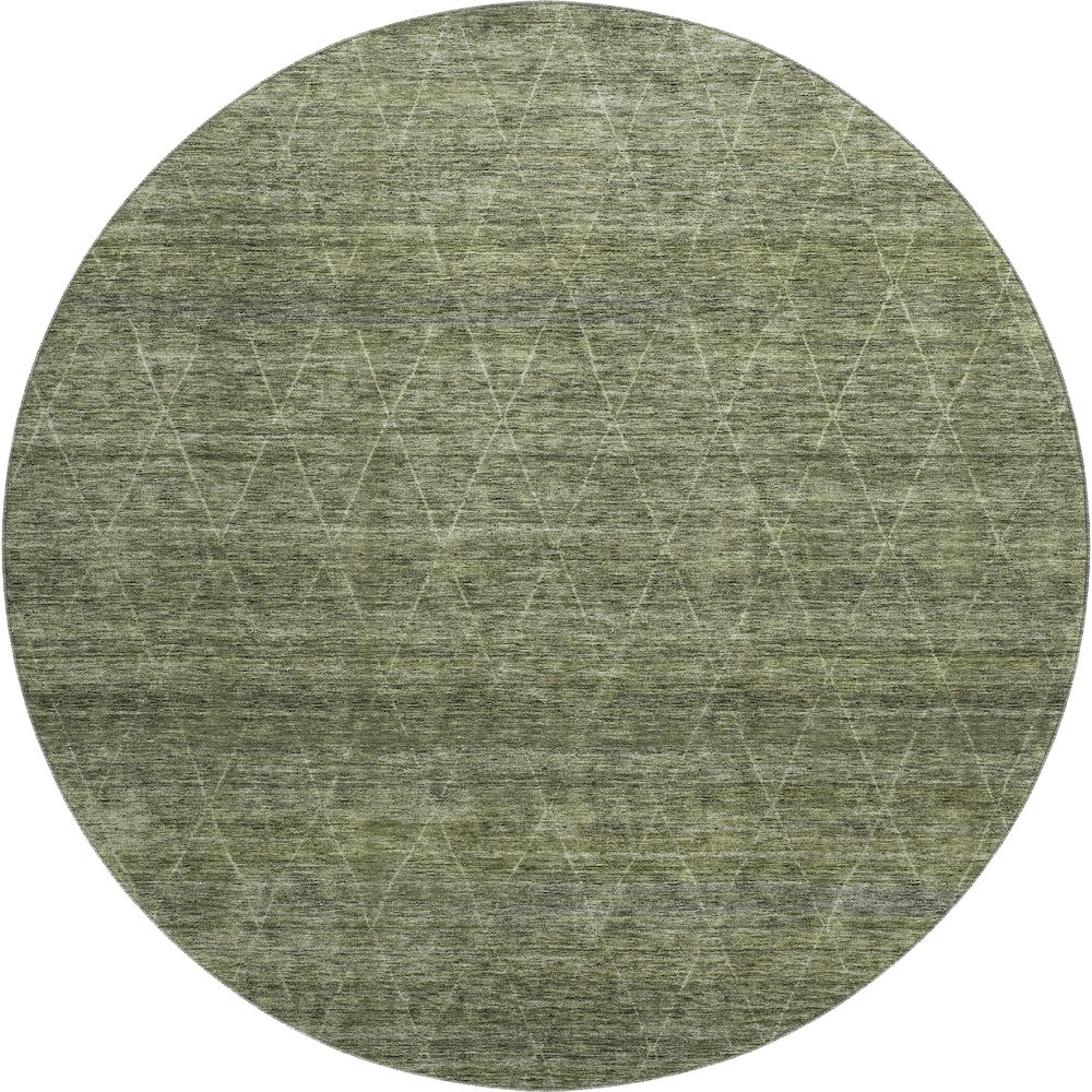Premium Machine Washable Mayfield AMF1165 Olive 8' x 8' Round Rug. Picture 1