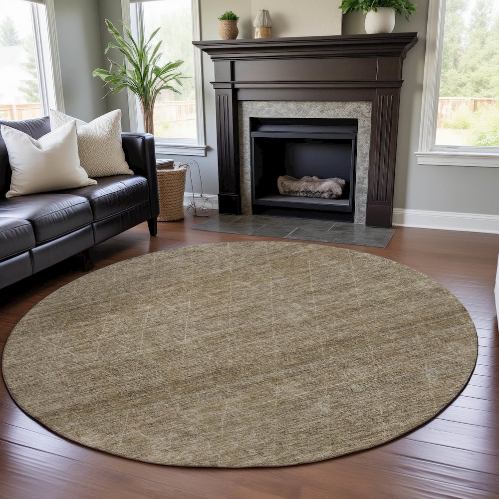 Premium Machine Washable Mayfield AMF1165 Wheat 8' x 8' Round Rug. Picture 5
