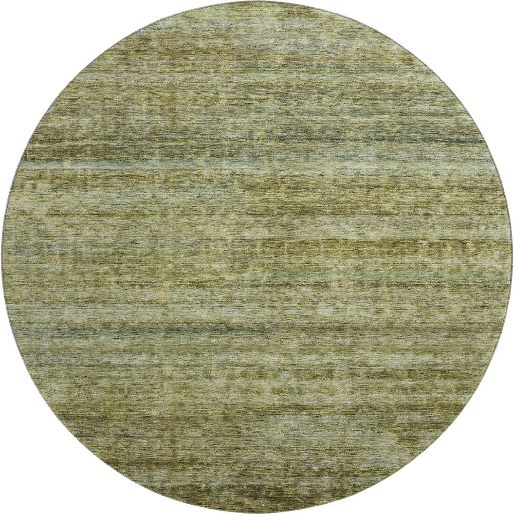 Premium Machine Washable Mayfield AMF1166 Olive 8' x 8' Round Rug. Picture 1