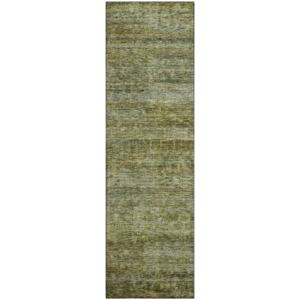 Premium Machine Washable Mayfield AMF1166 Olive 2'3" x 7'6" Runner Rug. Picture 1