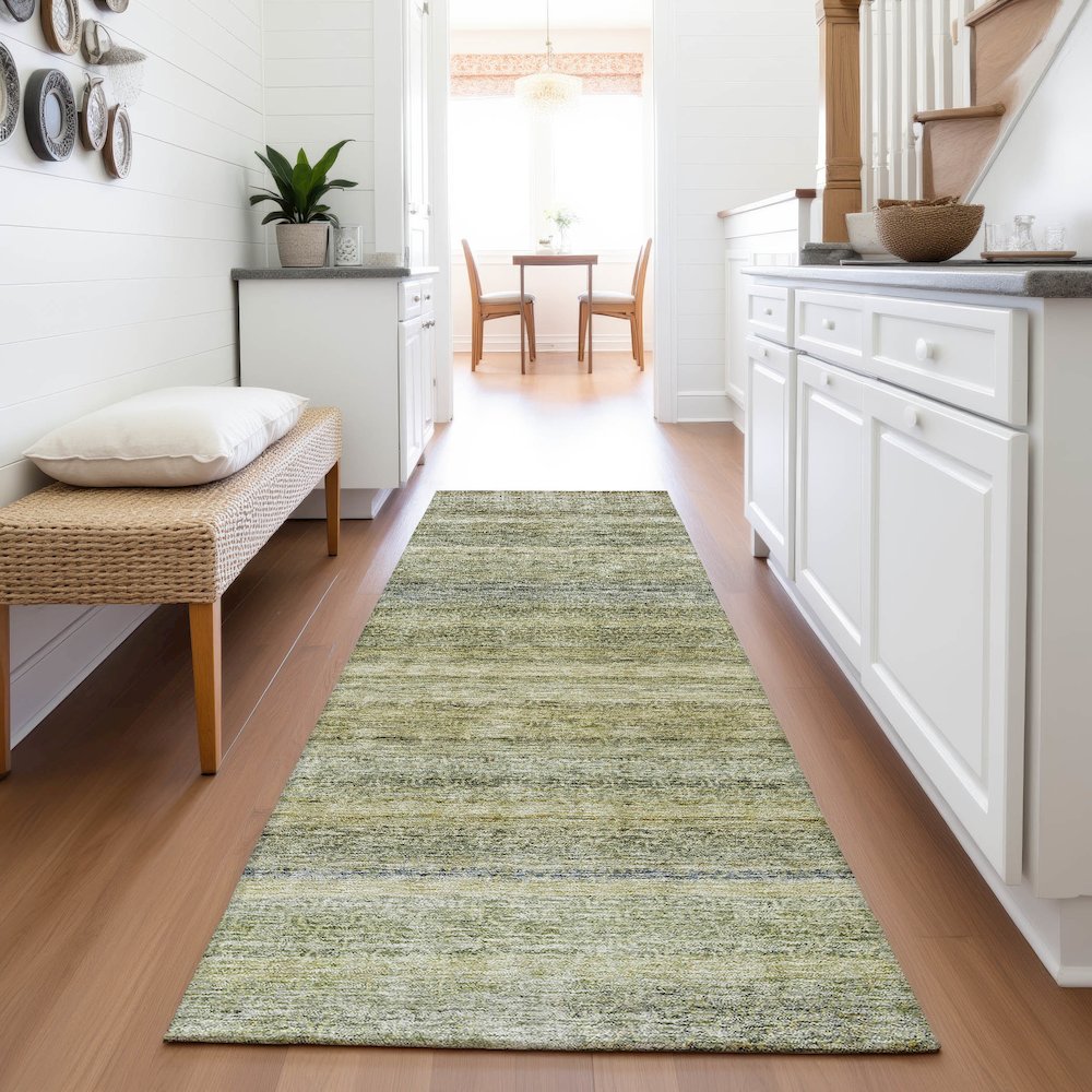 Premium Machine Washable Mayfield AMF1167 Aloe 2'3" x 7'6" Runner Rug. Picture 5
