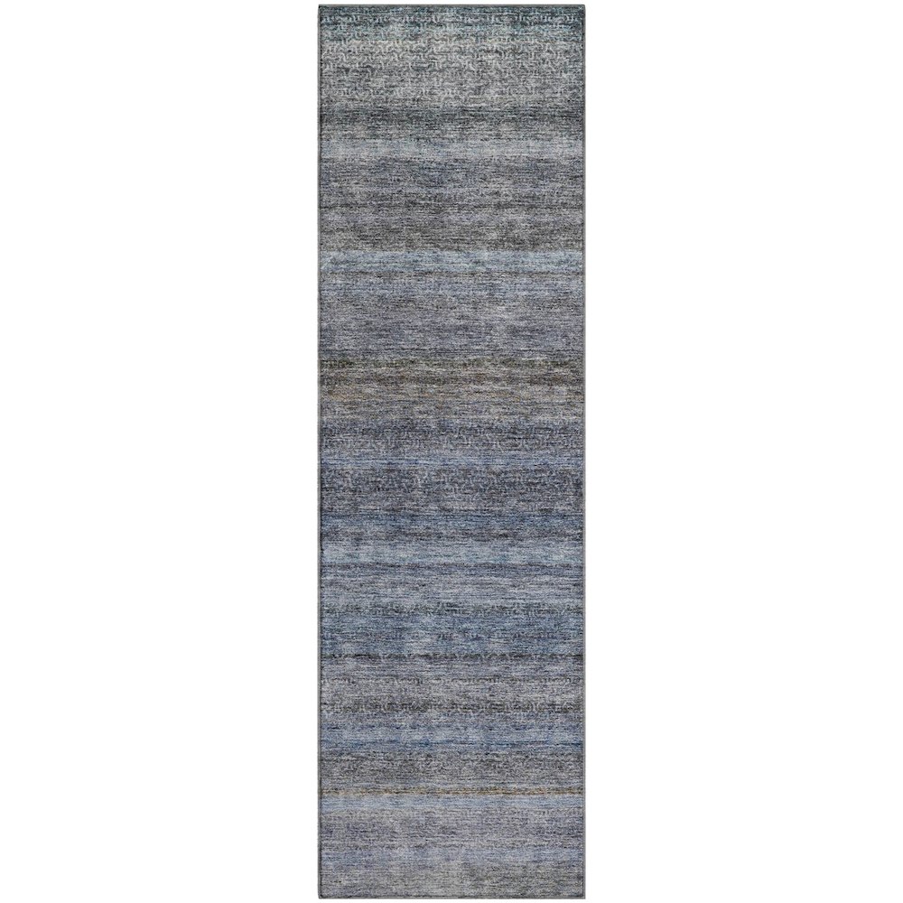 Premium Machine Washable Mayfield AMF1167 Blue 2'3" x 7'6" Runner Rug. Picture 1