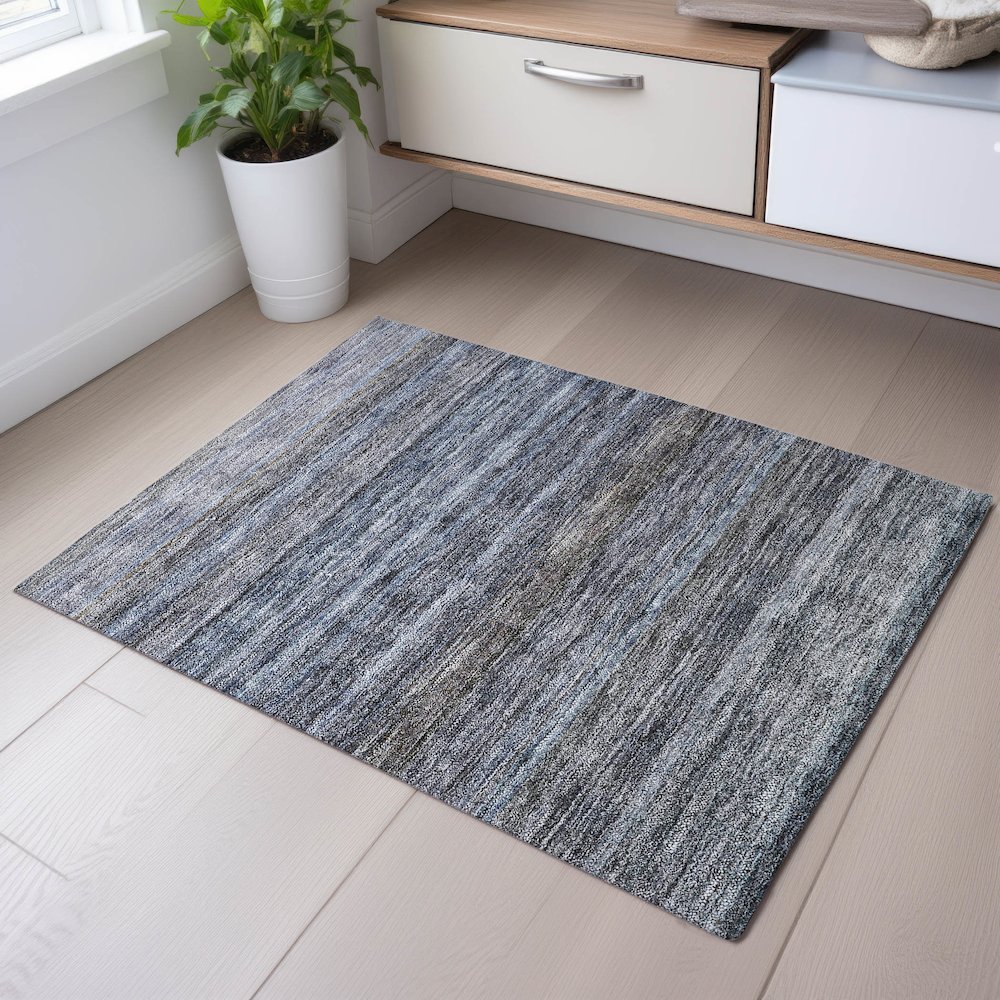 Premium Machine Washable Mayfield AMF1167 Blue 1'8" x 2'6" Rug. Picture 5