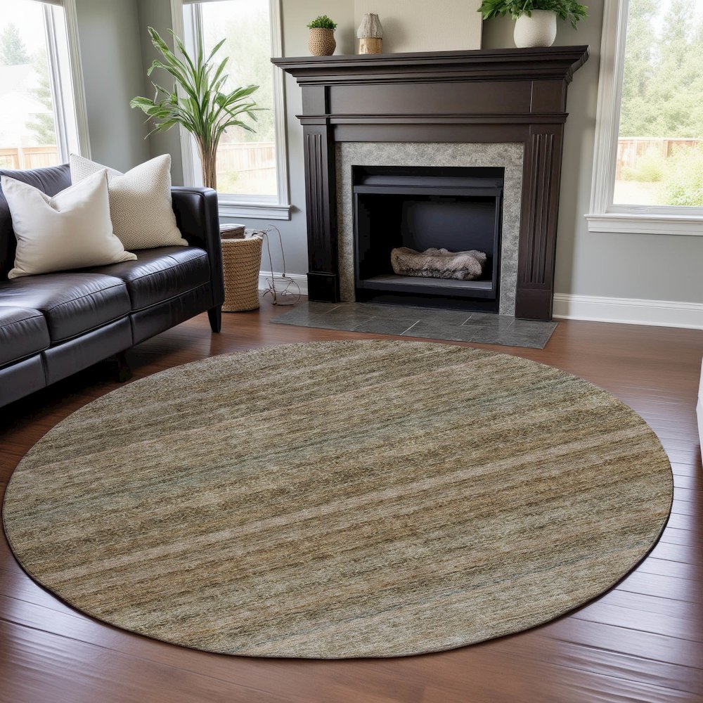 Premium Machine Washable Mayfield AMF1167 Copper 8' x 8' Round Rug. Picture 5
