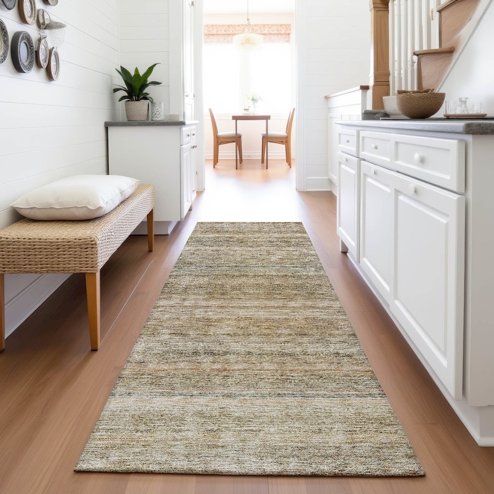 Premium Machine Washable Mayfield AMF1167 Copper 2'3" x 7'6" Runner Rug. Picture 5