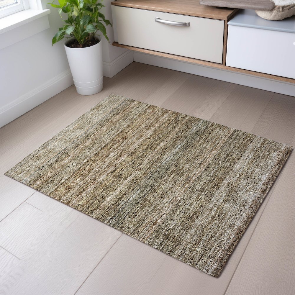 Premium Machine Washable Mayfield AMF1167 Copper 1'8" x 2'6" Rug. Picture 5
