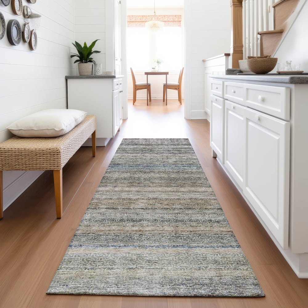 Premium Machine Washable Mayfield AMF1167 Taupe 2'3" x 7'6" Runner Rug. Picture 5
