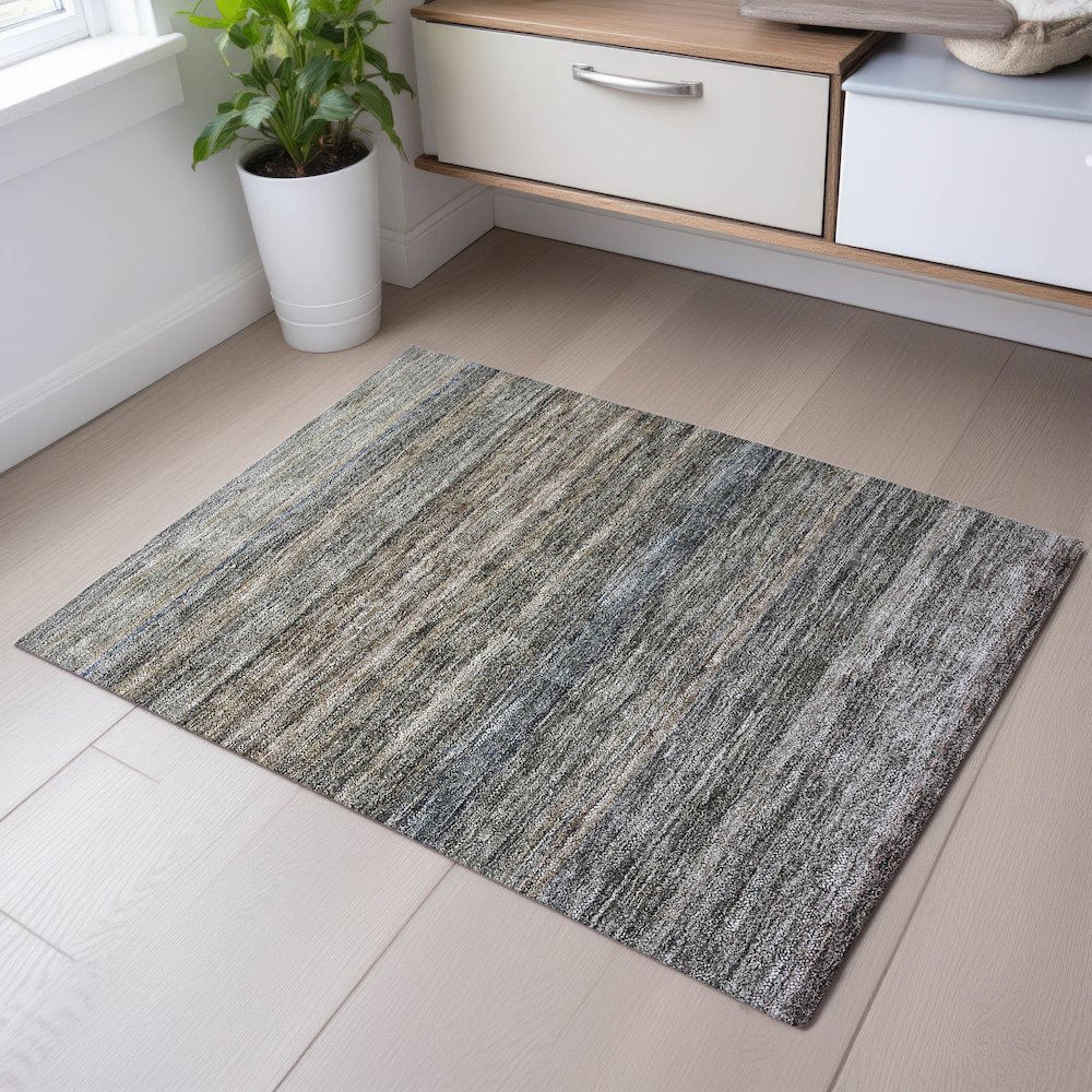 Premium Machine Washable Mayfield AMF1167 Taupe 1'8" x 2'6" Rug. Picture 5