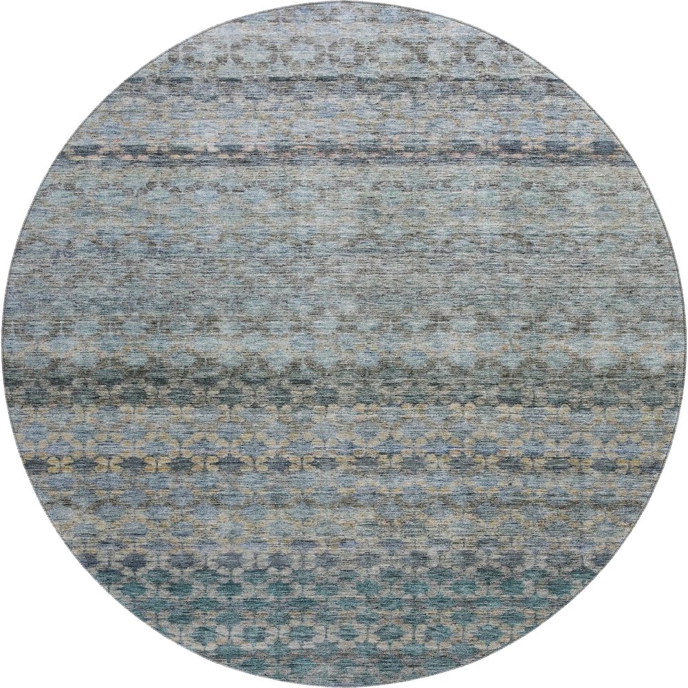 Premium Machine Washable Mayfield AMF1168 Blue 8' x 8' Round Rug. Picture 1