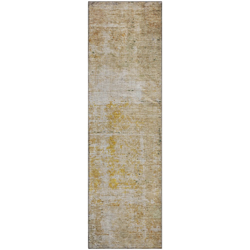 Premium Machine Washable Mayfield AMF1169 Gold 2'3" x 7'6" Runner Rug. Picture 1
