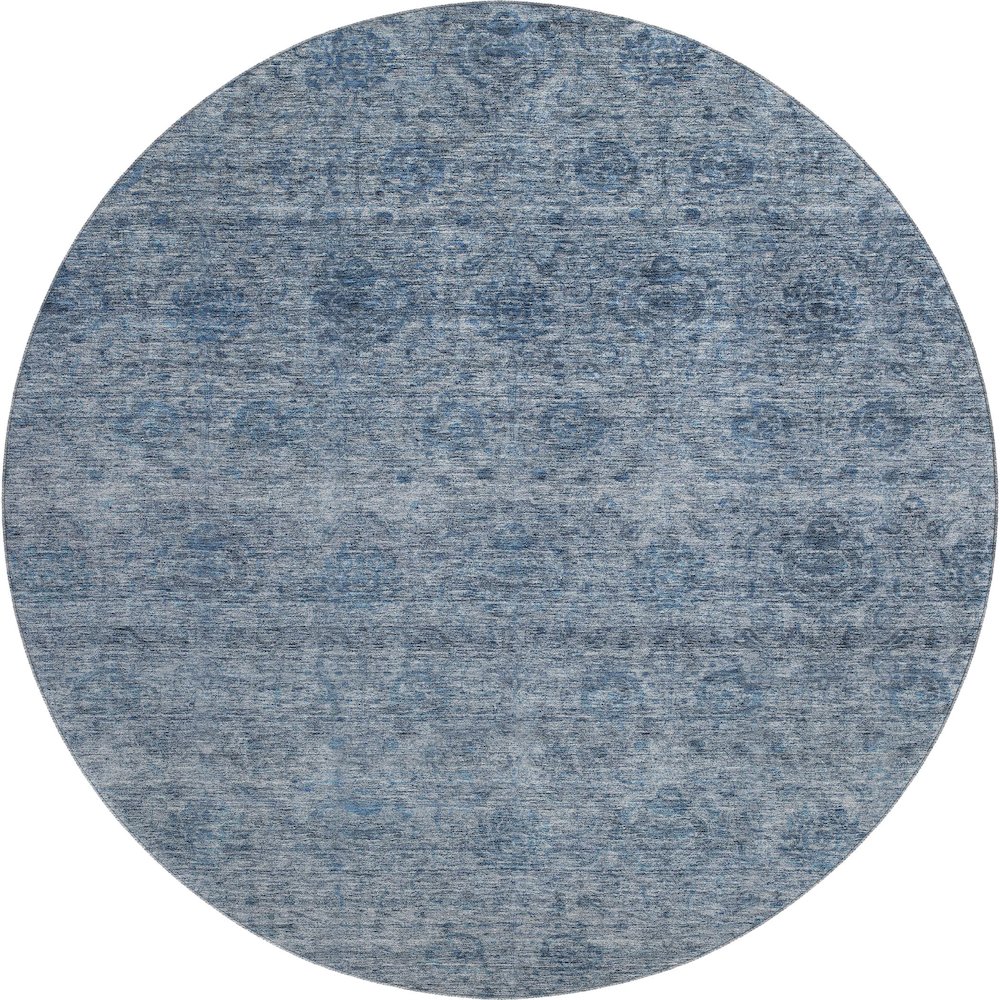 Premium Machine Washable Mayfield AMF1170 Blue 8' x 8' Round Rug. Picture 1