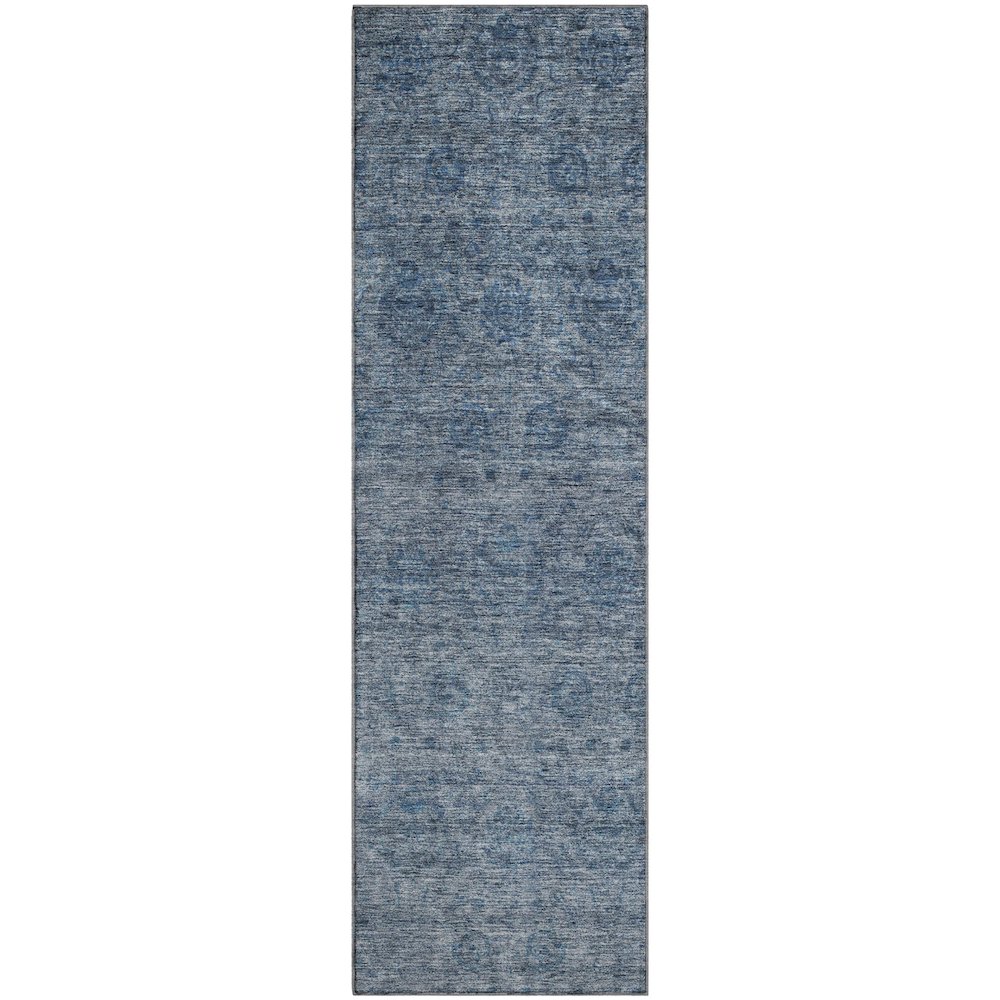 Premium Machine Washable Mayfield AMF1170 Blue 2'3" x 7'6" Runner Rug. Picture 1